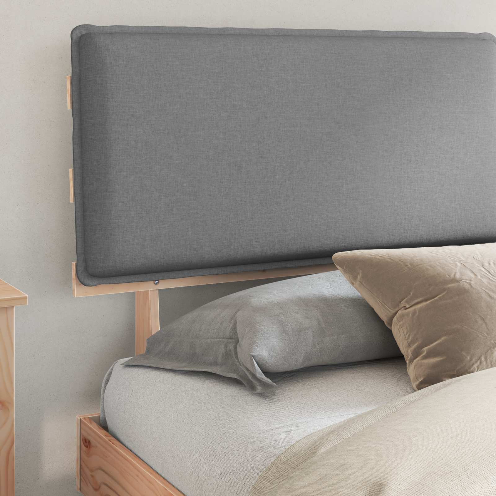 Bedframe met Gevoerd Hoofdgedeelte Lichtgrijs 200 x 200 cm
