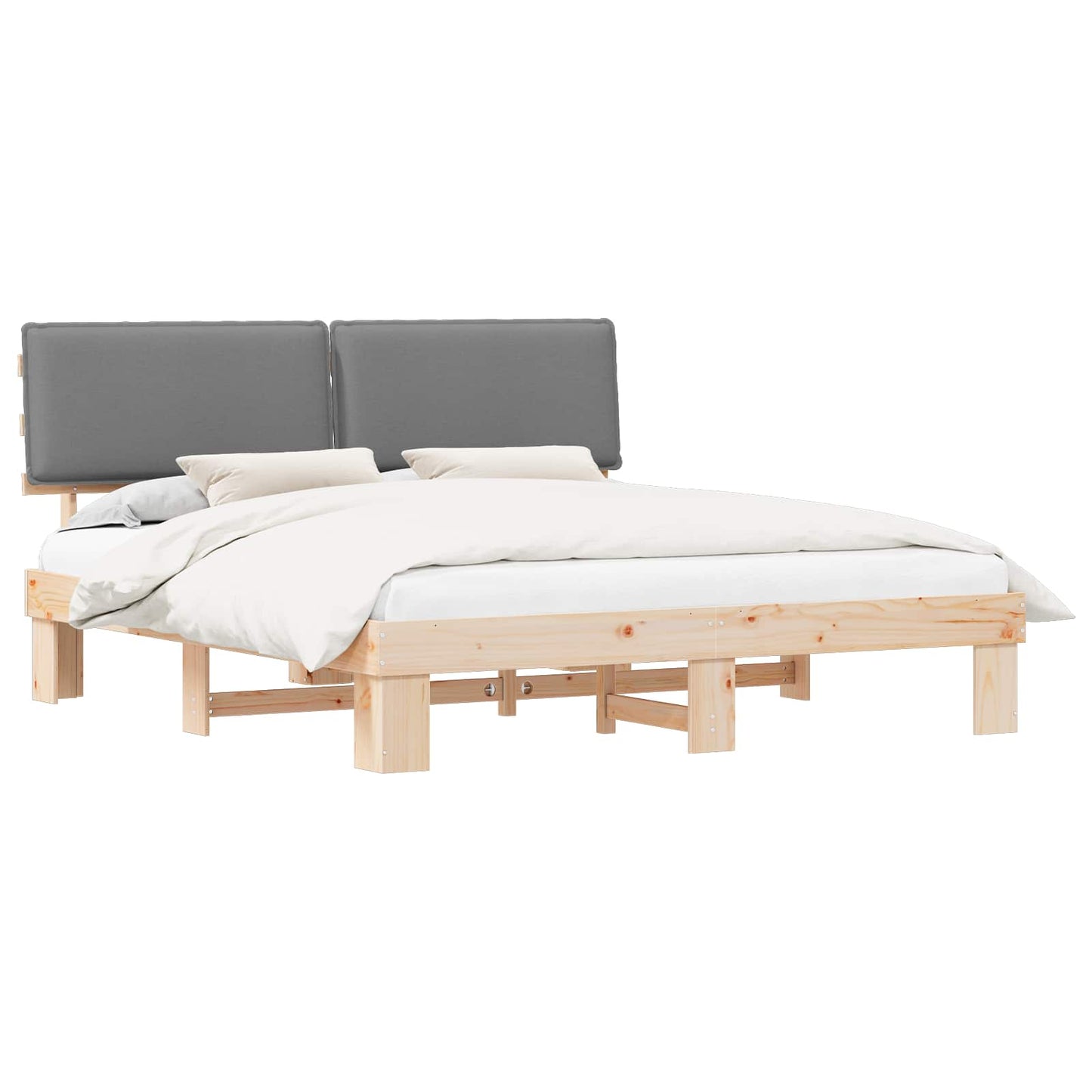 Bedframe met Gevoerd Hoofdgedeelte Lichtgrijs 200 x 200 cm