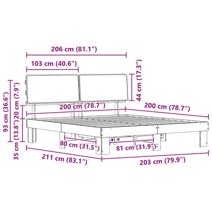 Bedframe met Gevoerd Hoofdgedeelte Lichtgrijs 200 x 200 cm