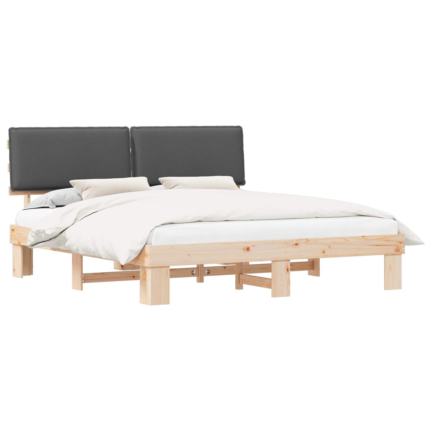 Bedframe met Gevoerd Hoofdgedeelte Donkergrijs 200 x 200 cm