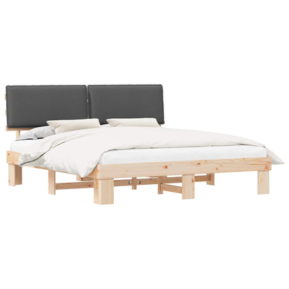 Bedframe met Gevoerd Hoofdgedeelte Donkergrijs 200 x 200 cm