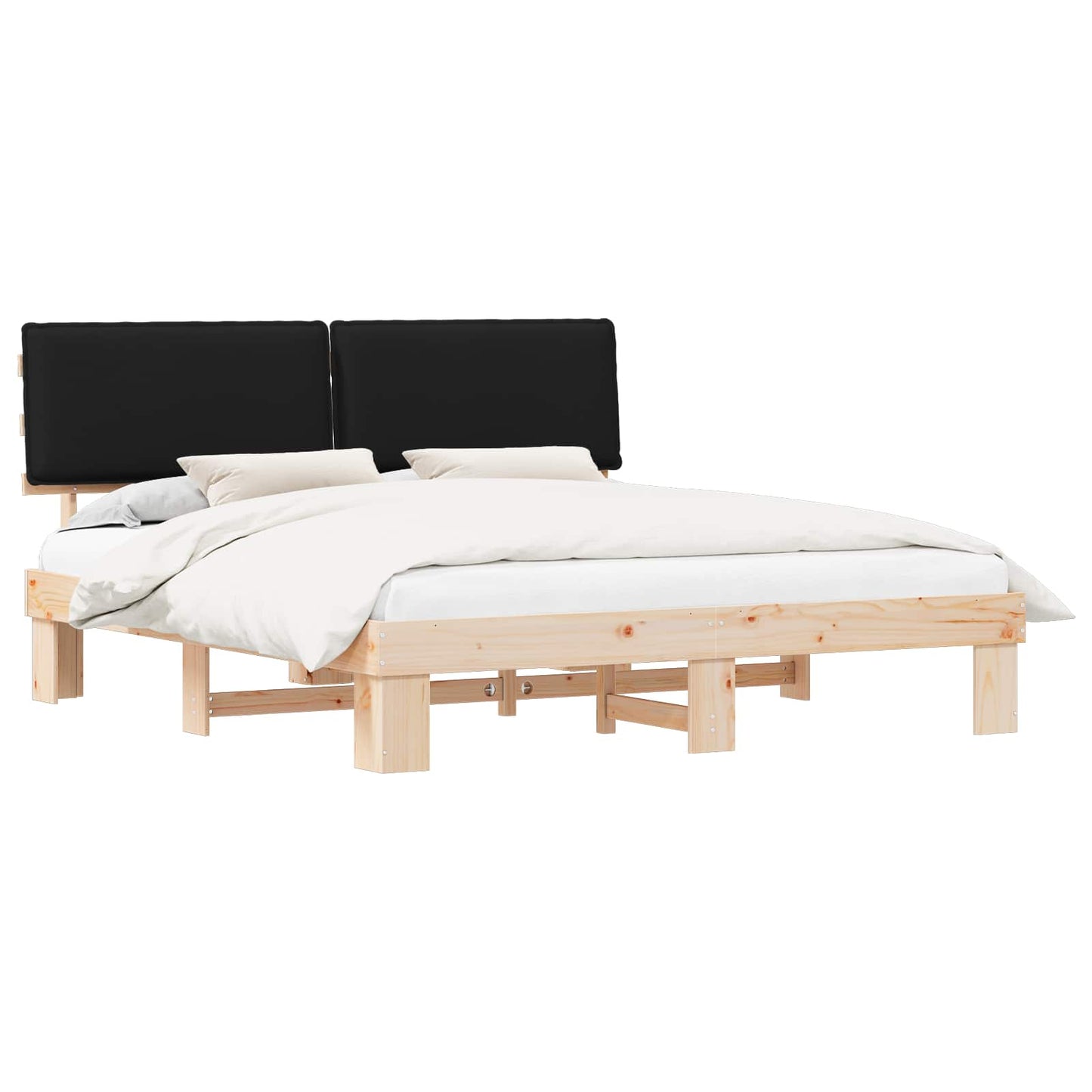 Bedframe met Gevoerd Hoofdgedeelte Zwart 200 x 200 cm