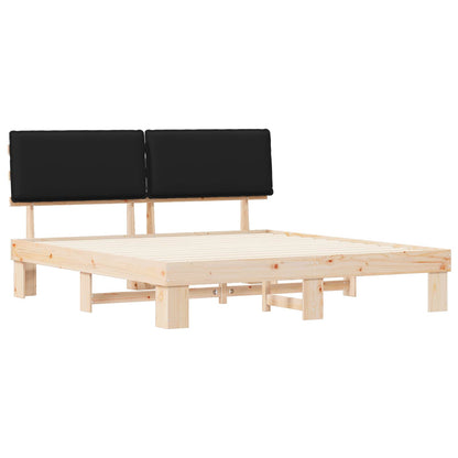 Bedframe met Gevoerd Hoofdgedeelte Zwart 200 x 200 cm