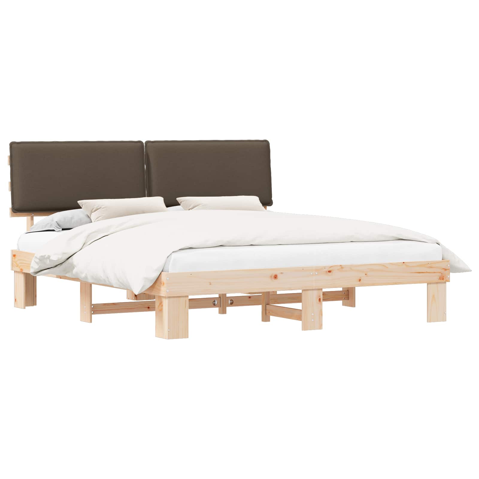 Bedframe met Gevoerd Hoofdgedeelte Taupe 200 x 200 cm
