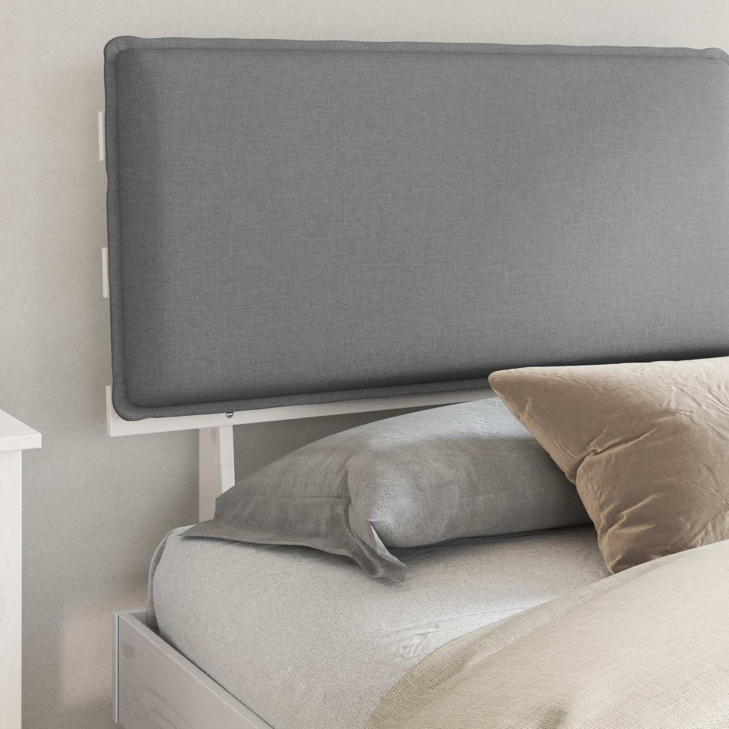 Bedframe met Gevoerd Hoofdgedeelte Lichtgrijs 200 x 200 cm