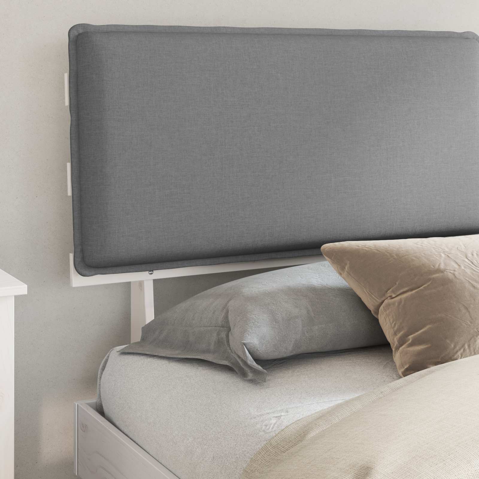 Bedframe met Gevoerd Hoofdgedeelte Lichtgrijs 200 x 200 cm