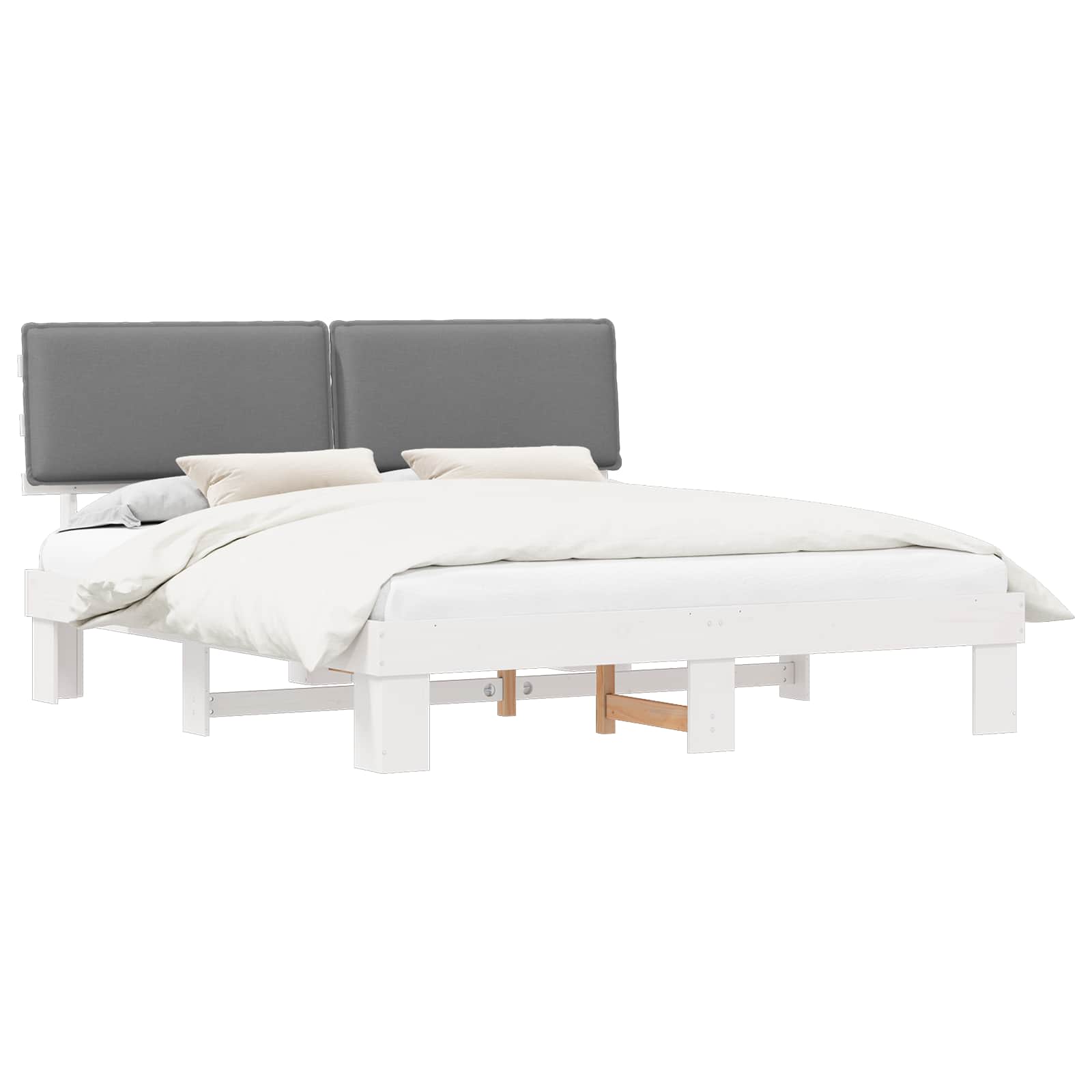 Bedframe met Gevoerd Hoofdgedeelte Lichtgrijs 200 x 200 cm