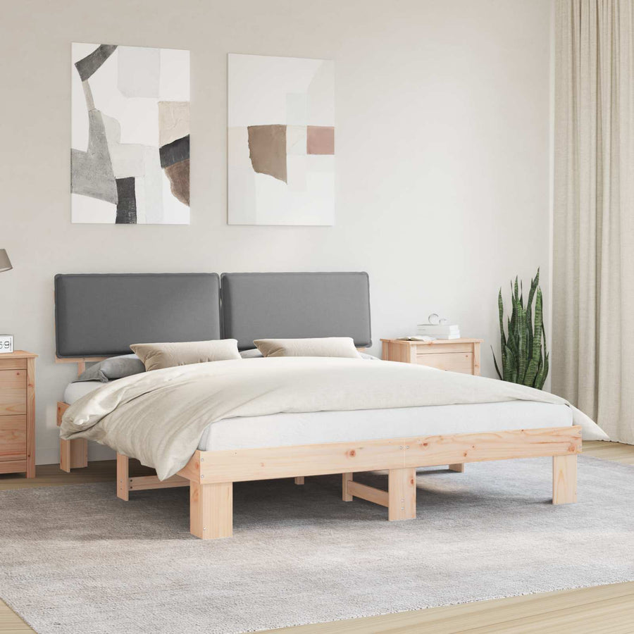 Bedframe met Gevoerd Hoofdgedeelte Lichtgrijs 180 x 200 cm