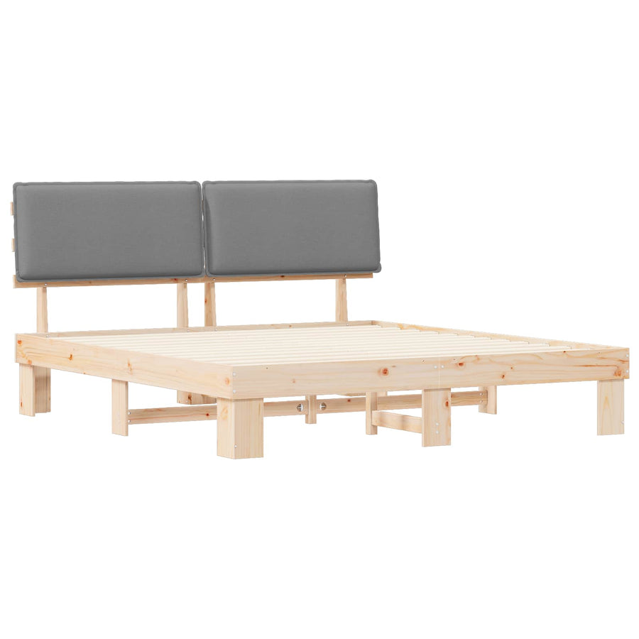 Bedframe met Gevoerd Hoofdgedeelte Lichtgrijs 180 x 200 cm