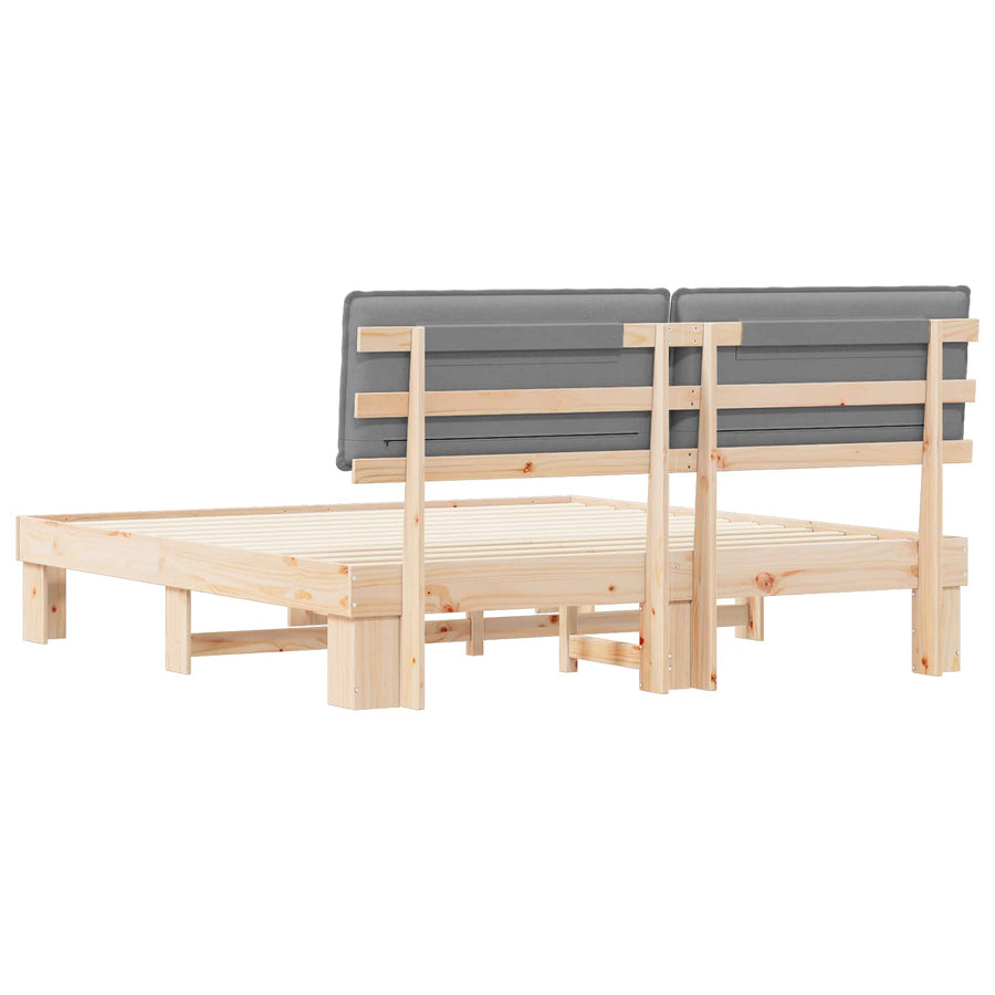 Bedframe met Gevoerd Hoofdgedeelte Lichtgrijs 180 x 200 cm