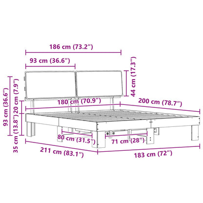 Bedframe met Gevoerd Hoofdgedeelte Lichtgrijs 180 x 200 cm