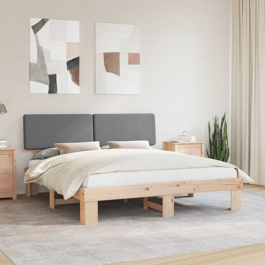 Bedframe met Gevoerd Hoofdgedeelte Lichtgrijs 200 x 200 cm