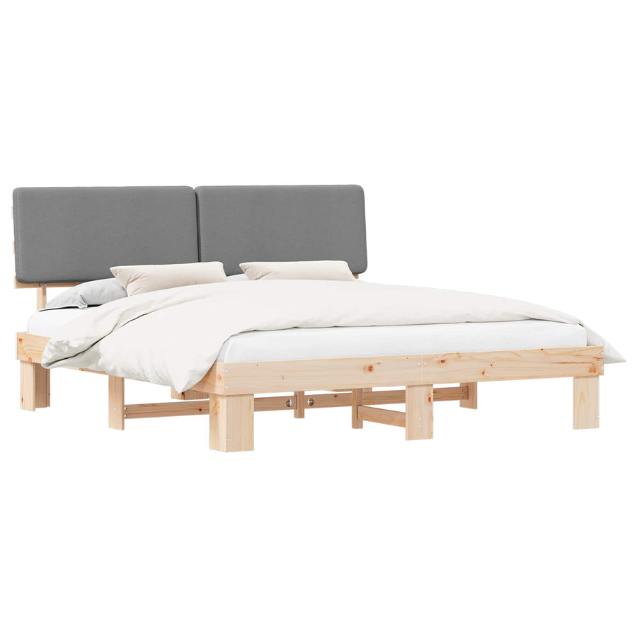 Bedframe met Gevoerd Hoofdgedeelte Lichtgrijs 200 x 200 cm