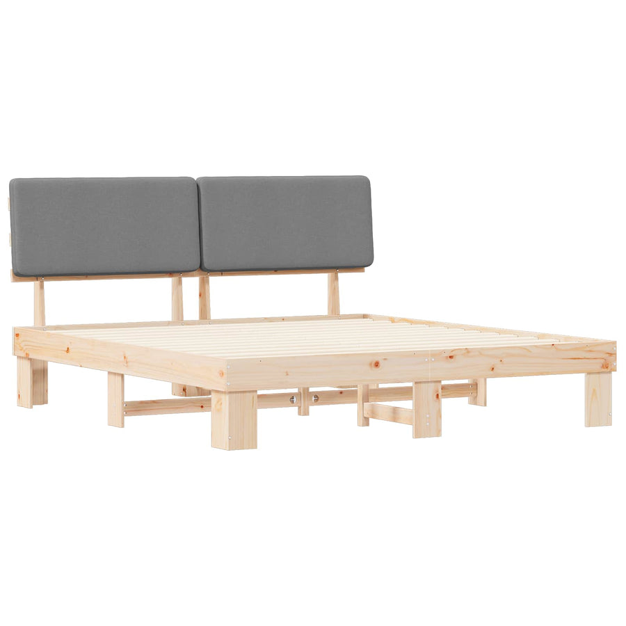Bedframe met Gevoerd Hoofdgedeelte Lichtgrijs 200 x 200 cm