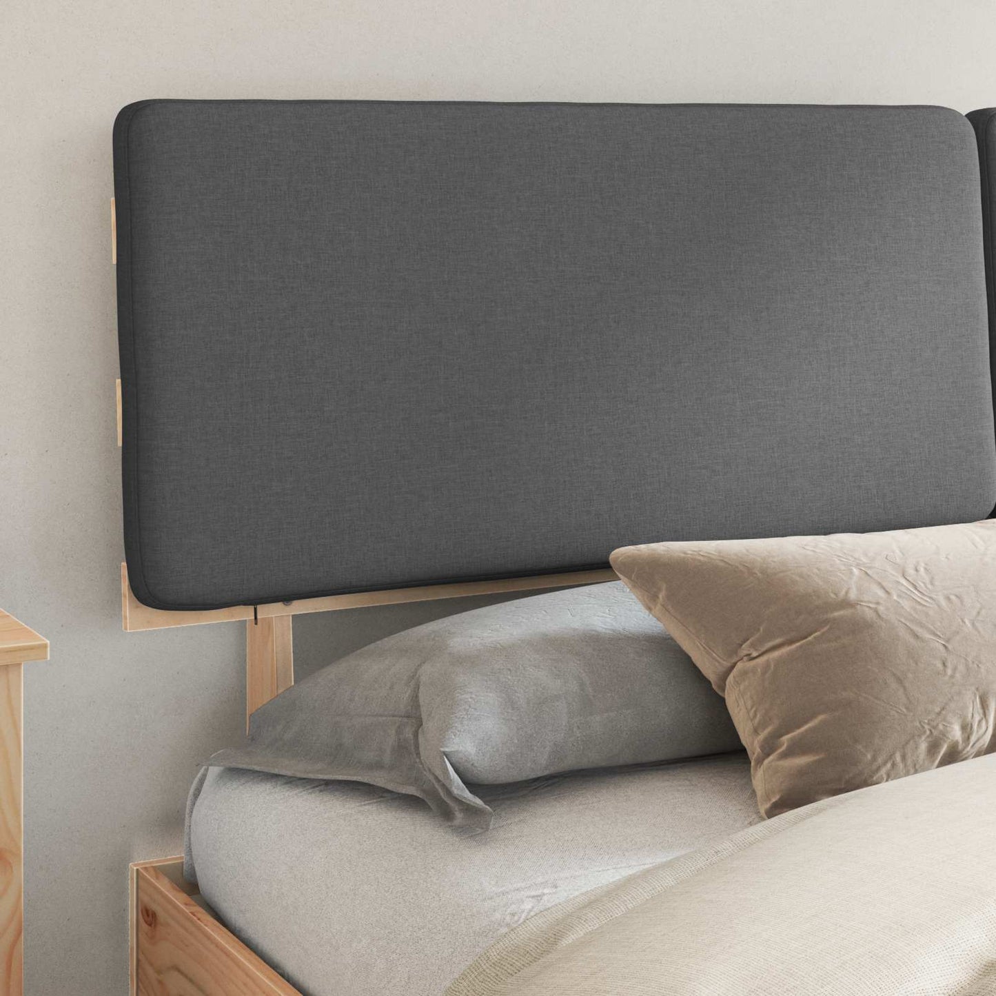 Bedframe met Gevoerd Hoofdgedeelte Donkergrijs 200 x 200 cm