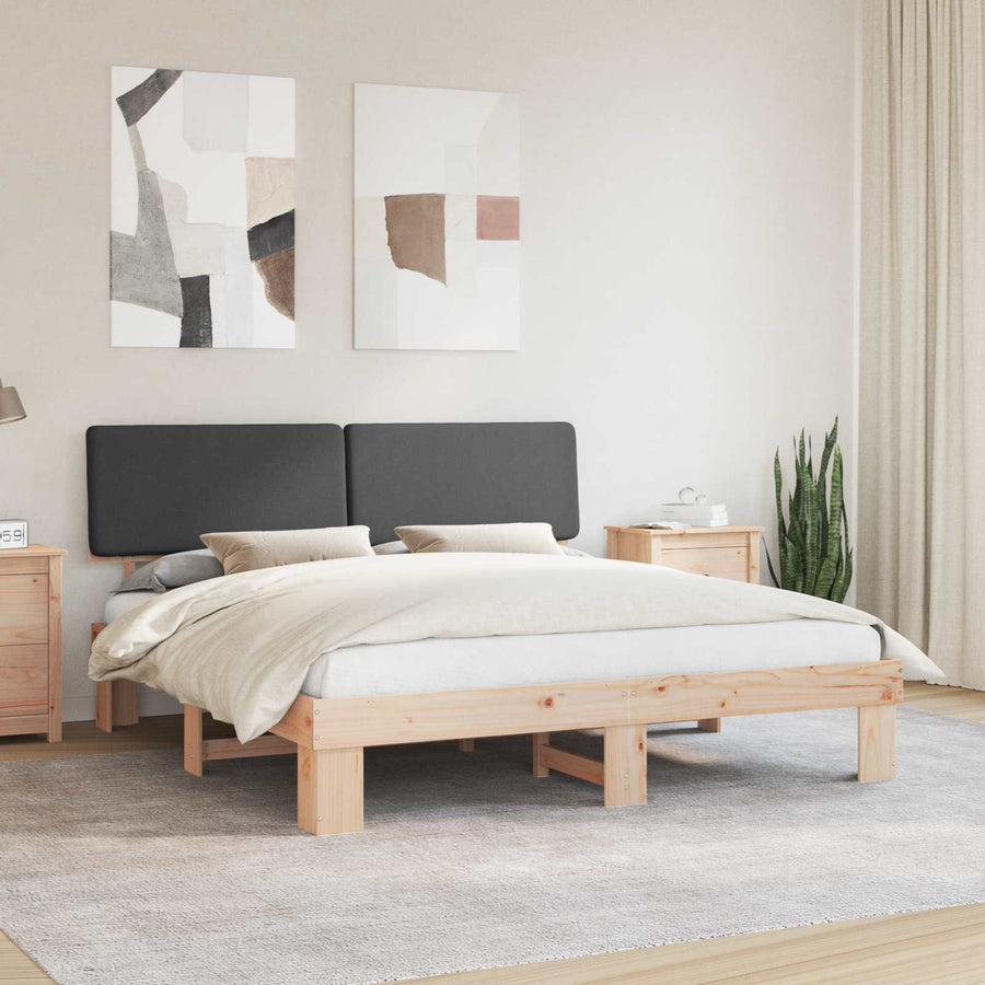 Bedframe met Gevoerd Hoofdgedeelte Donkergrijs 200 x 200 cm
