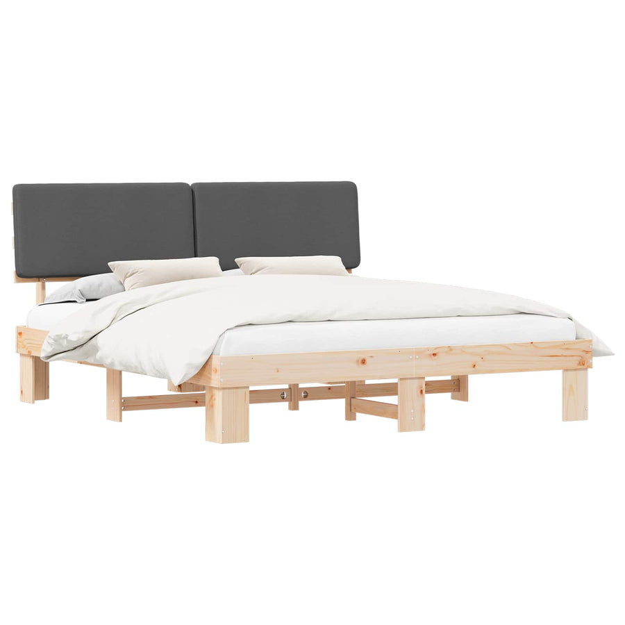 Bedframe met Gevoerd Hoofdgedeelte Donkergrijs 200 x 200 cm