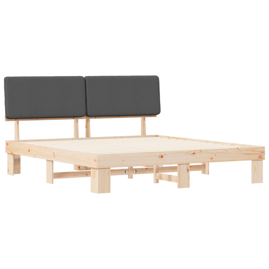 Bedframe met Gevoerd Hoofdgedeelte Donkergrijs 200 x 200 cm