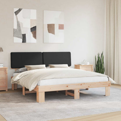 Bedframe met Gevoerd Hoofdgedeelte Zwart 200 x 200 cm