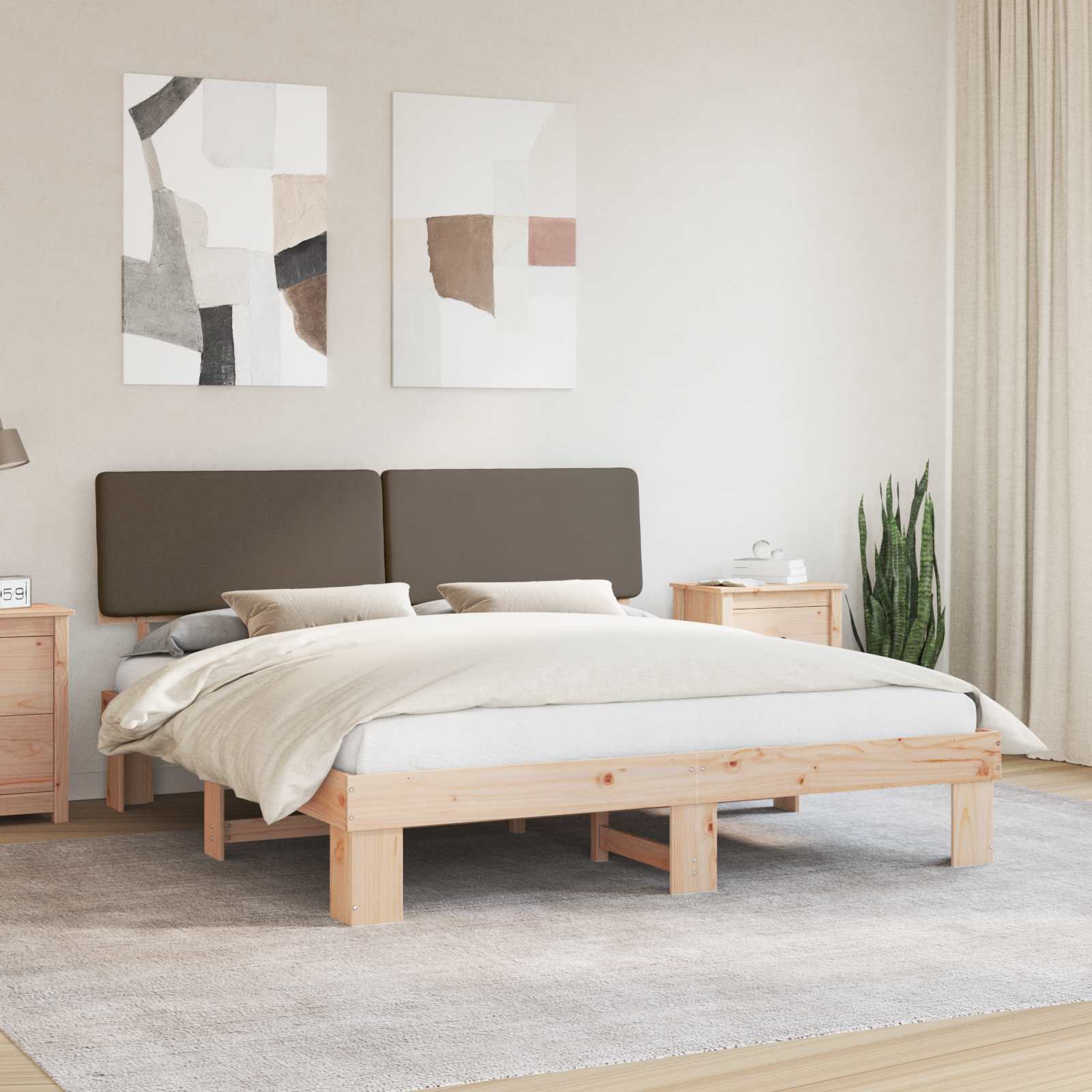 Bedframe met Gevoerd Hoofdgedeelte Taupe 200 x 200 cm