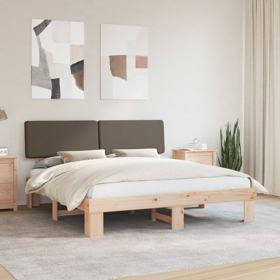 Bedframe met Gevoerd Hoofdgedeelte Taupe 200 x 200 cm