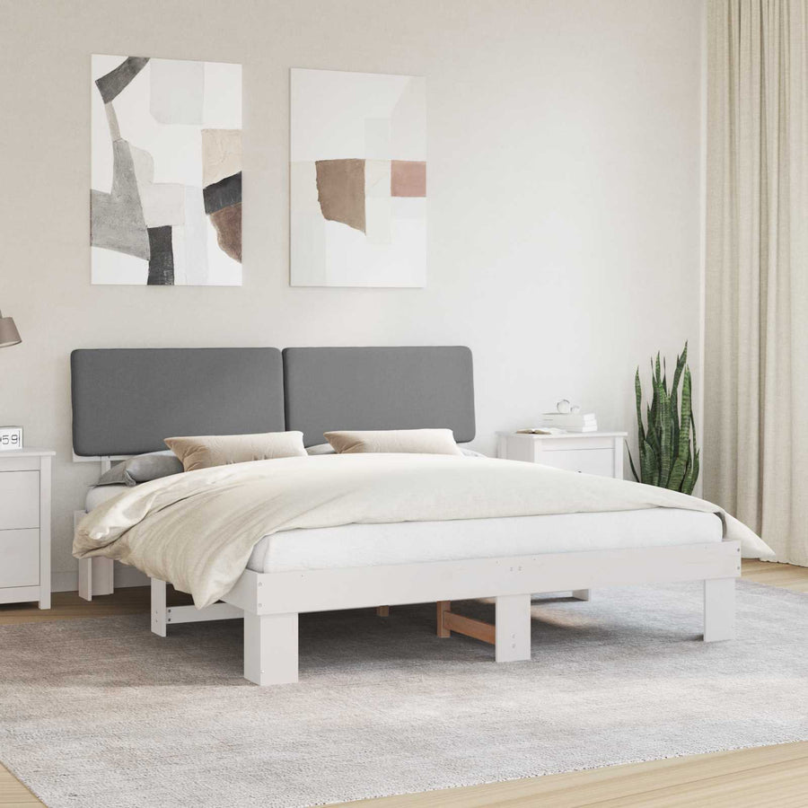Bedframe met Gevoerd Hoofdgedeelte Lichtgrijs 200 x 200 cm