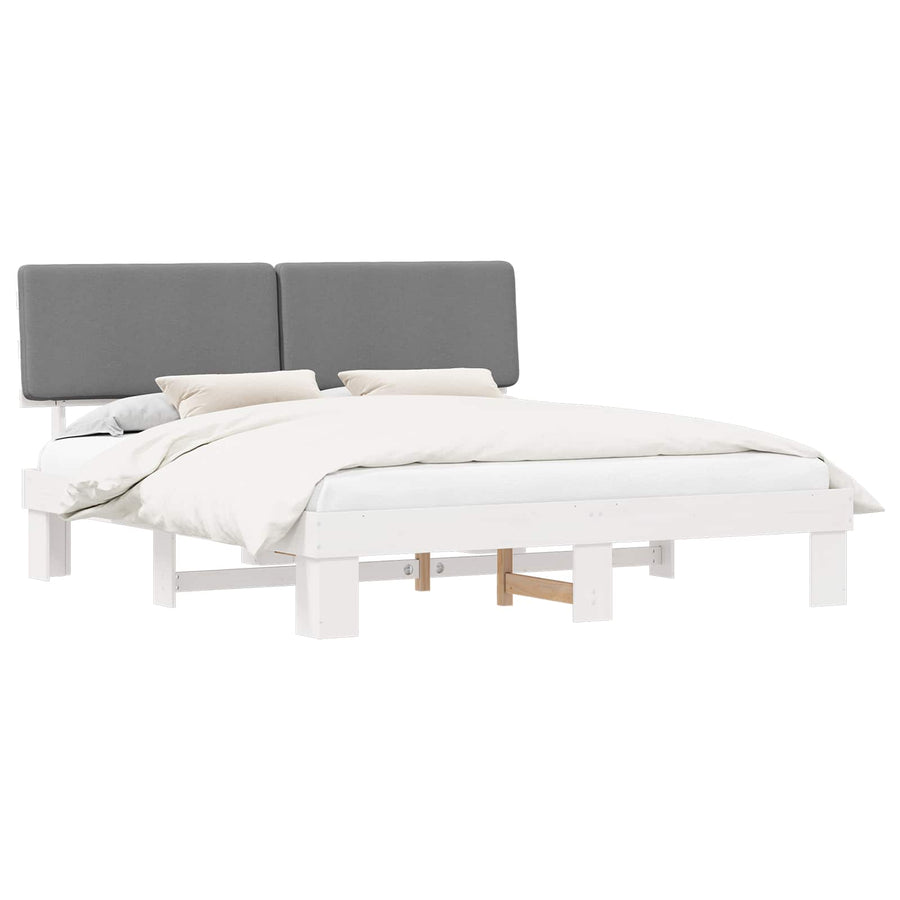 Bedframe met Gevoerd Hoofdgedeelte Lichtgrijs 200 x 200 cm