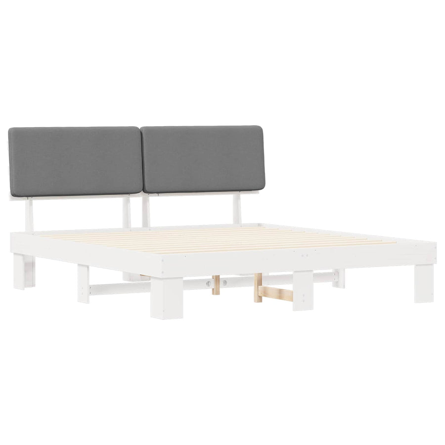 Bedframe met Gevoerd Hoofdgedeelte Lichtgrijs 200 x 200 cm