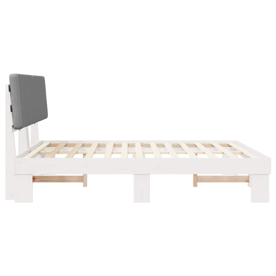 Bedframe met Gevoerd Hoofdgedeelte Lichtgrijs 200 x 200 cm