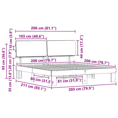 Bedframe met Gevoerd Hoofdgedeelte Lichtgrijs 200 x 200 cm