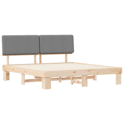 Bedframe met Gevoerd Hoofdgedeelte Lichtgrijs 180 x 200 cm