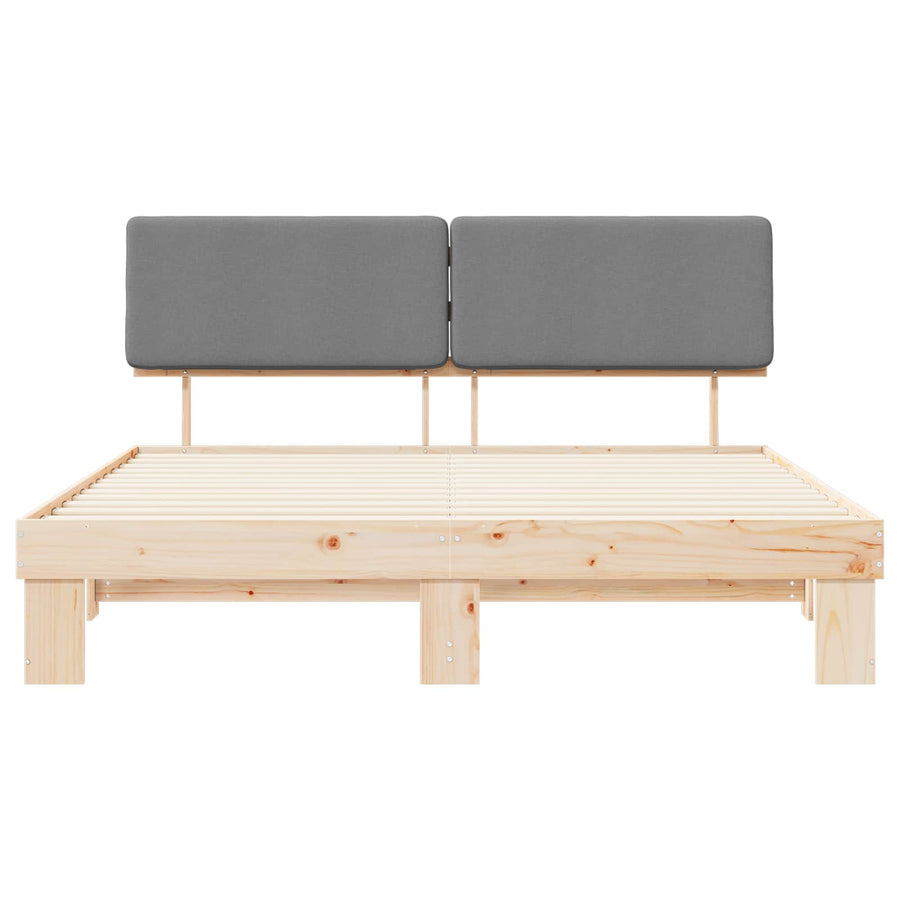 Bedframe met Gevoerd Hoofdgedeelte Lichtgrijs 180 x 200 cm