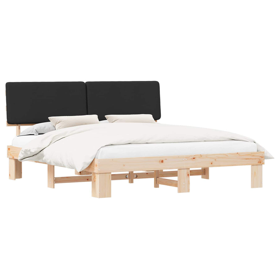 Bedframe met Gevoerd Hoofdgedeelte Zwart 180 x 200 cm