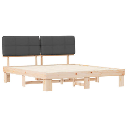 Bedframe met Gevoerd Hoofdgedeelte Donkergrijs 200 x 200 cm