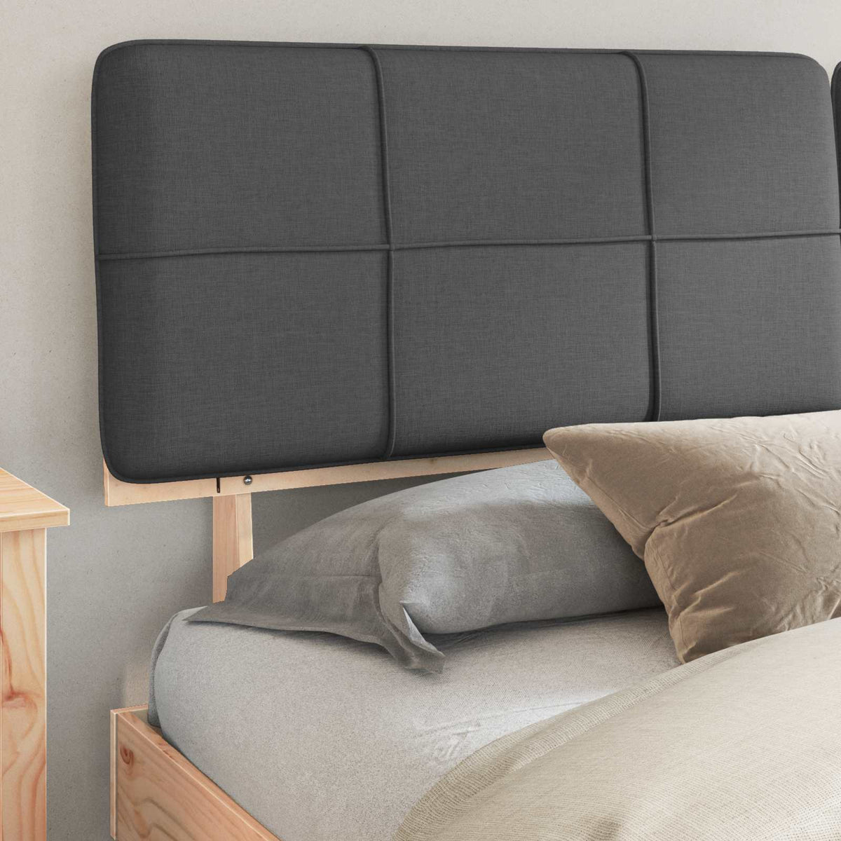 Bedframe met Gevoerd Hoofdgedeelte Donkergrijs 180 x 200 cm