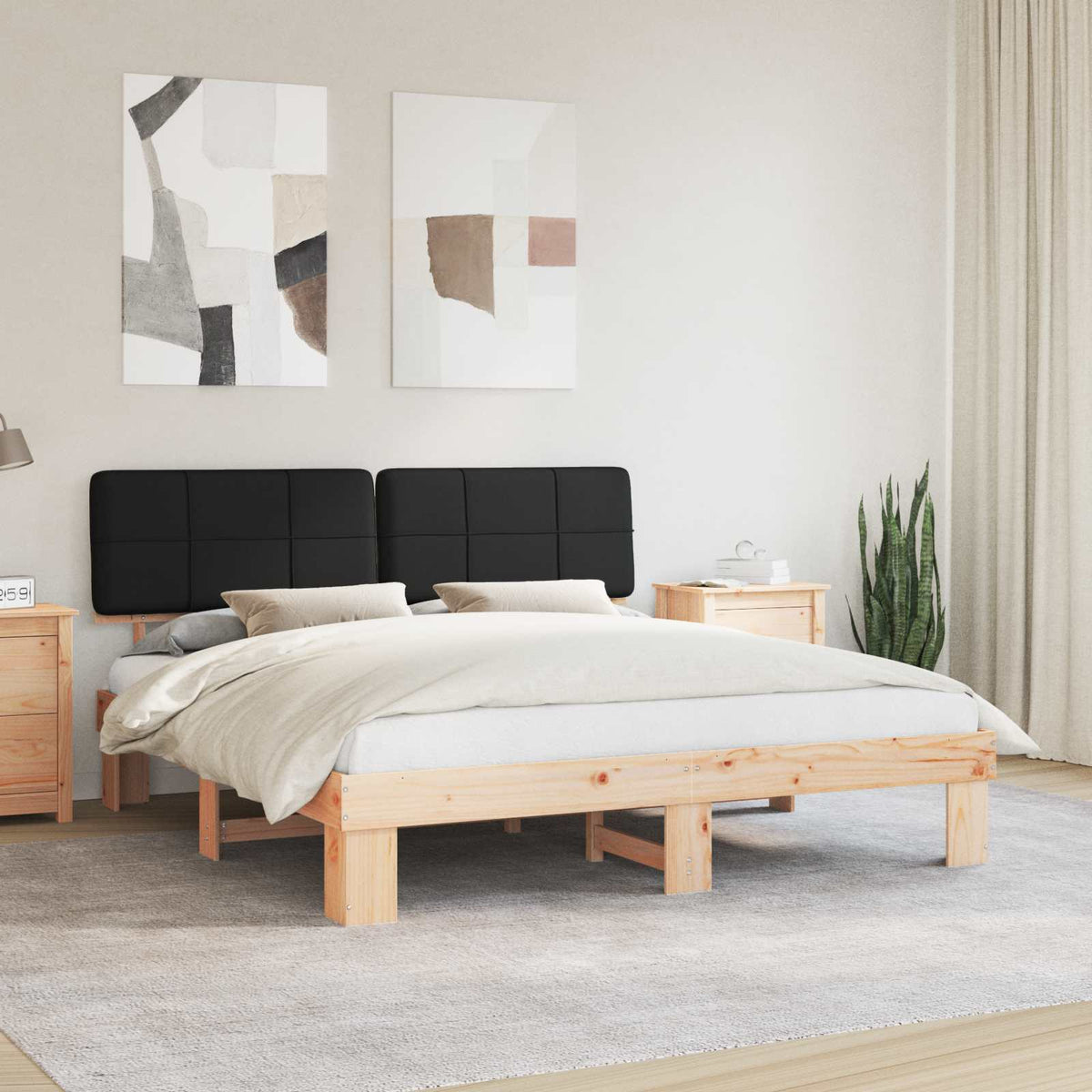 Bedframe met Gevoerd Hoofdgedeelte Zwart 180 x 200 cm