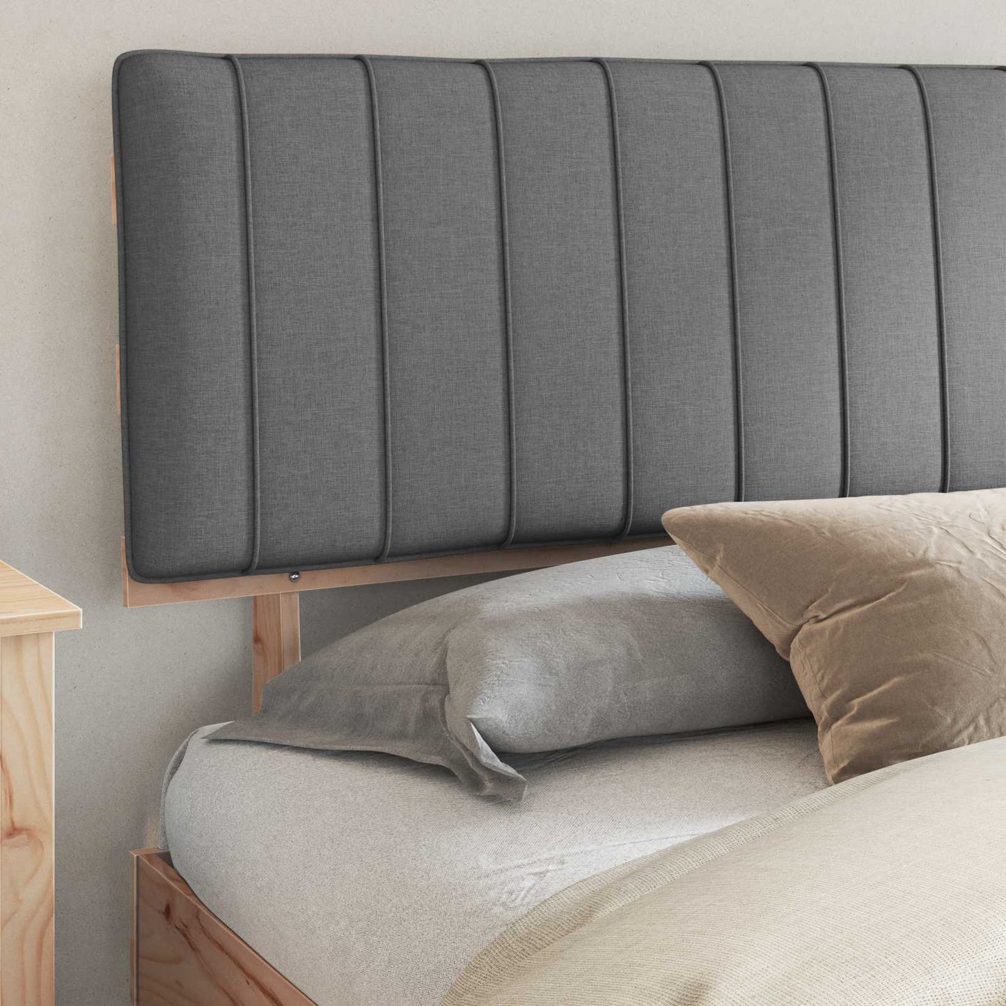 Bedframe met Gevoerd Hoofdgedeelte Lichtgrijs 200 x 200 cm