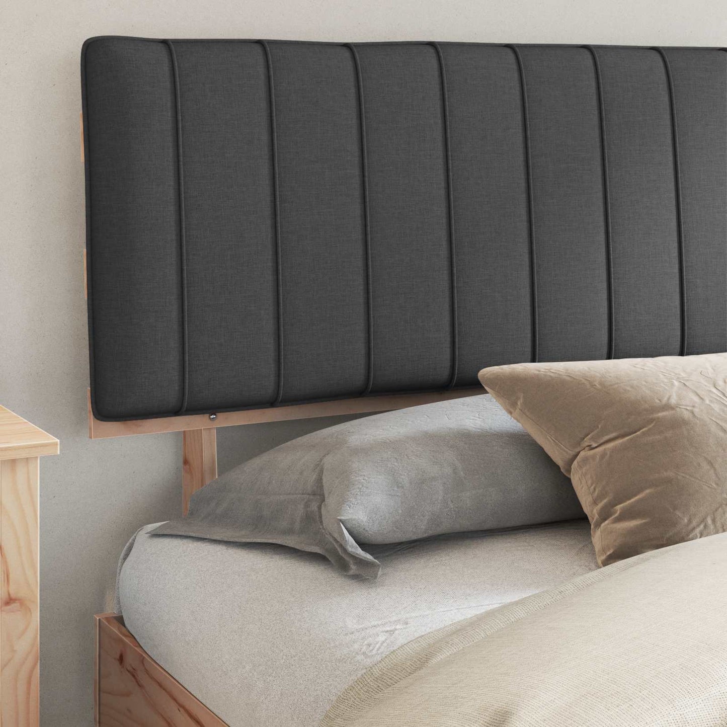 Bedframe met Gevoerd Hoofdgedeelte Donkergrijs 200 x 200 cm