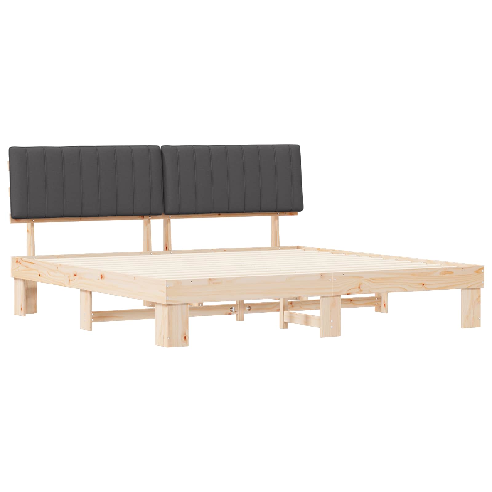 Bedframe met Gevoerd Hoofdgedeelte Donkergrijs 200 x 200 cm