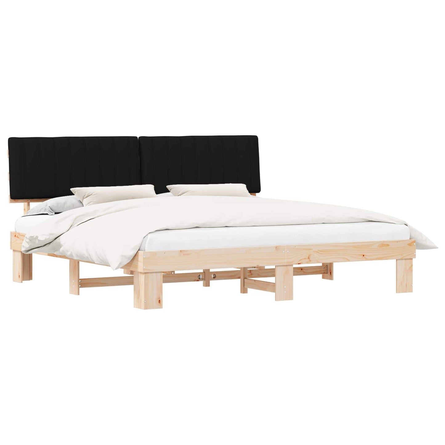 Bedframe met Gevoerd Hoofdgedeelte Zwart 200 x 200 cm
