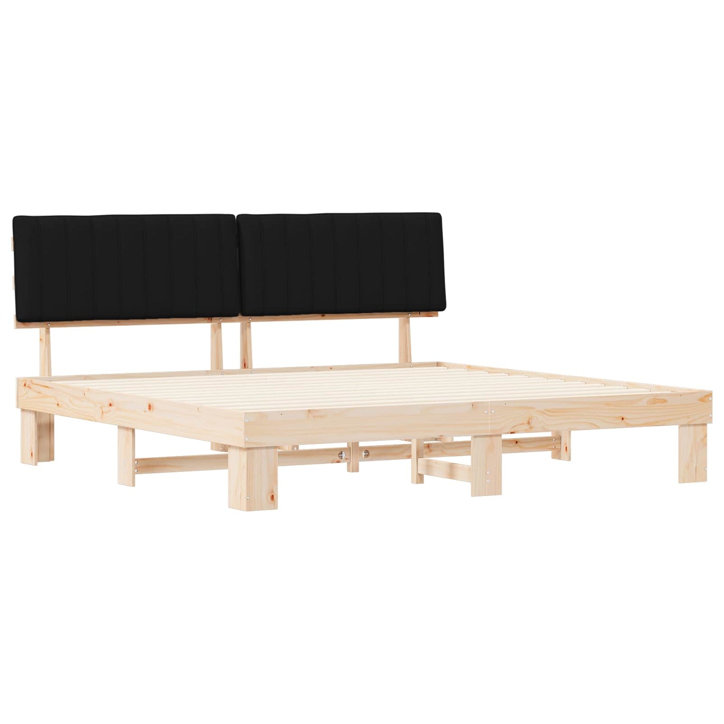 Bedframe met Gevoerd Hoofdgedeelte Zwart 200 x 200 cm