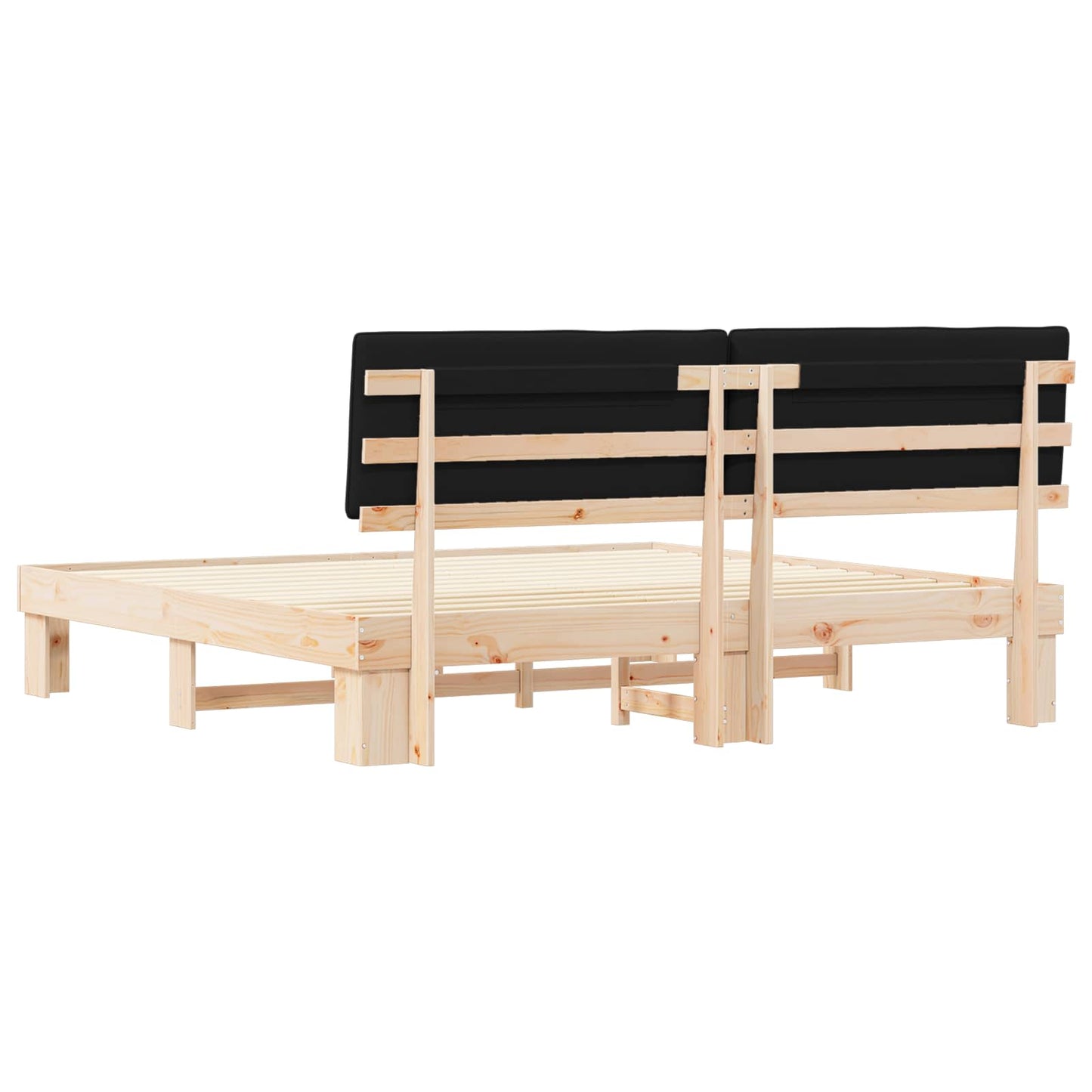 Bedframe met Gevoerd Hoofdgedeelte Zwart 200 x 200 cm