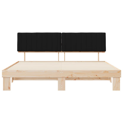 Bedframe met Gevoerd Hoofdgedeelte Zwart 200 x 200 cm
