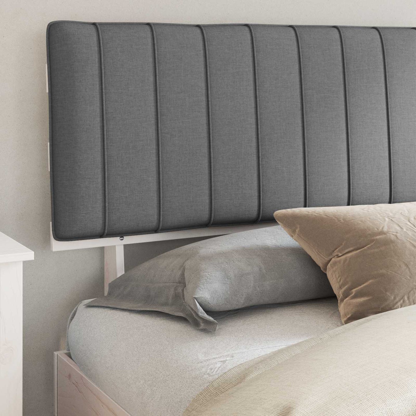 Bedframe met Gevoerd Hoofdgedeelte Lichtgrijs 200 x 200 cm