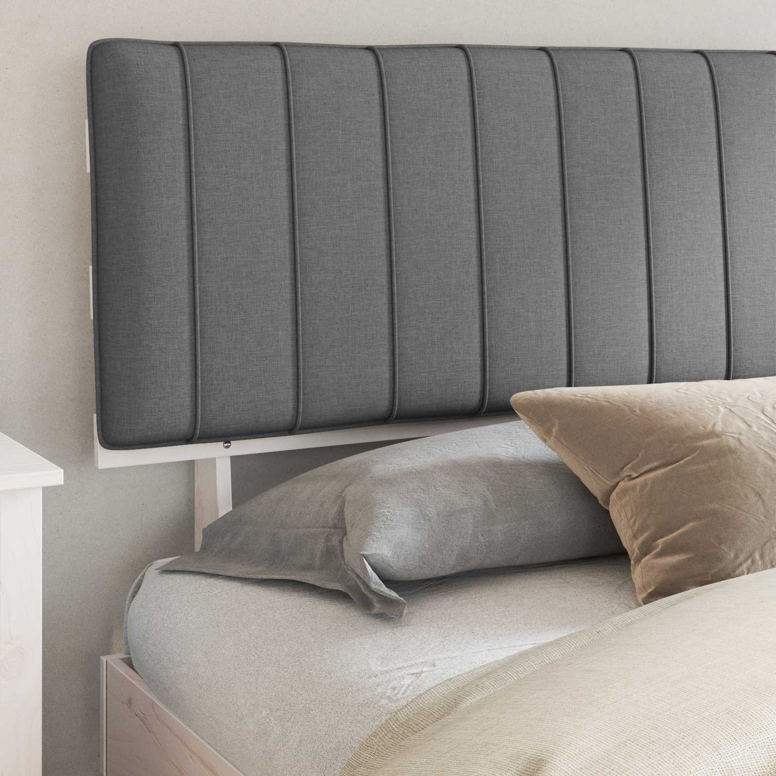 Bedframe met Gevoerd Hoofdgedeelte Lichtgrijs 200 x 200 cm
