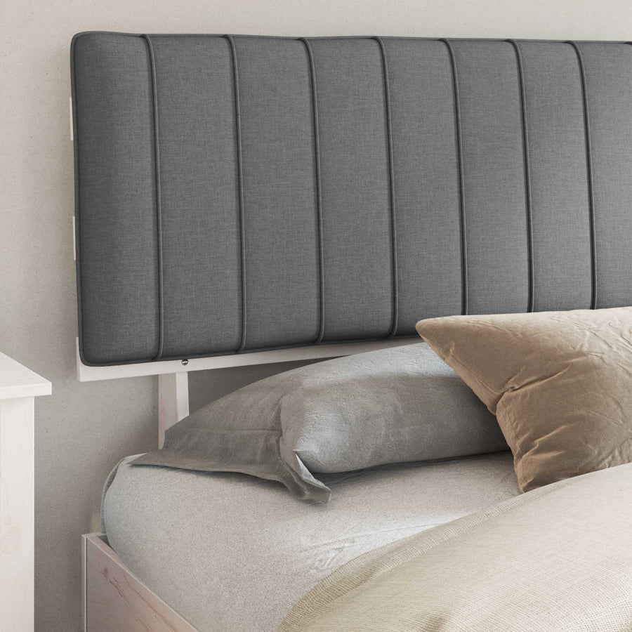 Bedframe met Gevoerd Hoofdgedeelte Lichtgrijs 200 x 200 cm