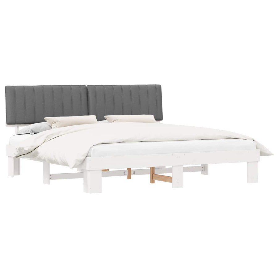 Bedframe met Gevoerd Hoofdgedeelte Lichtgrijs 200 x 200 cm
