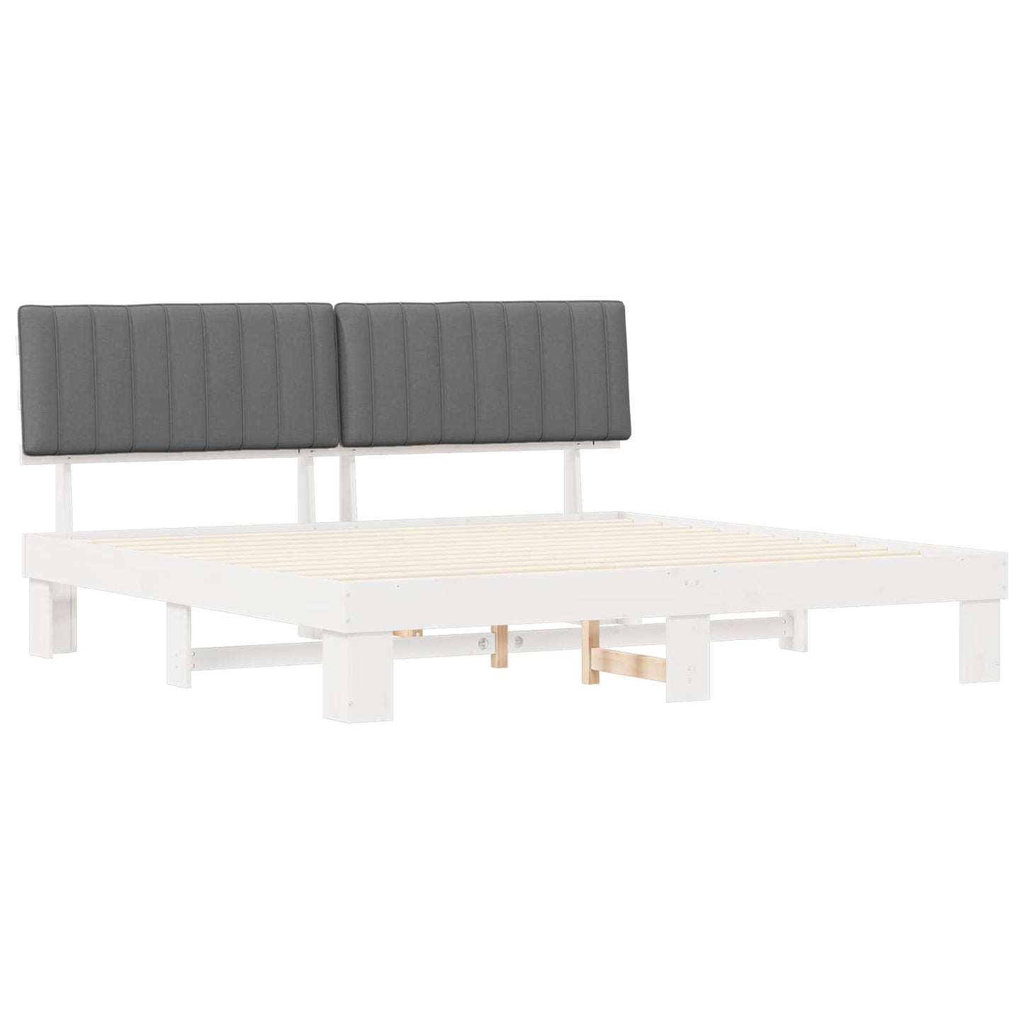 Bedframe met Gevoerd Hoofdgedeelte Lichtgrijs 200 x 200 cm