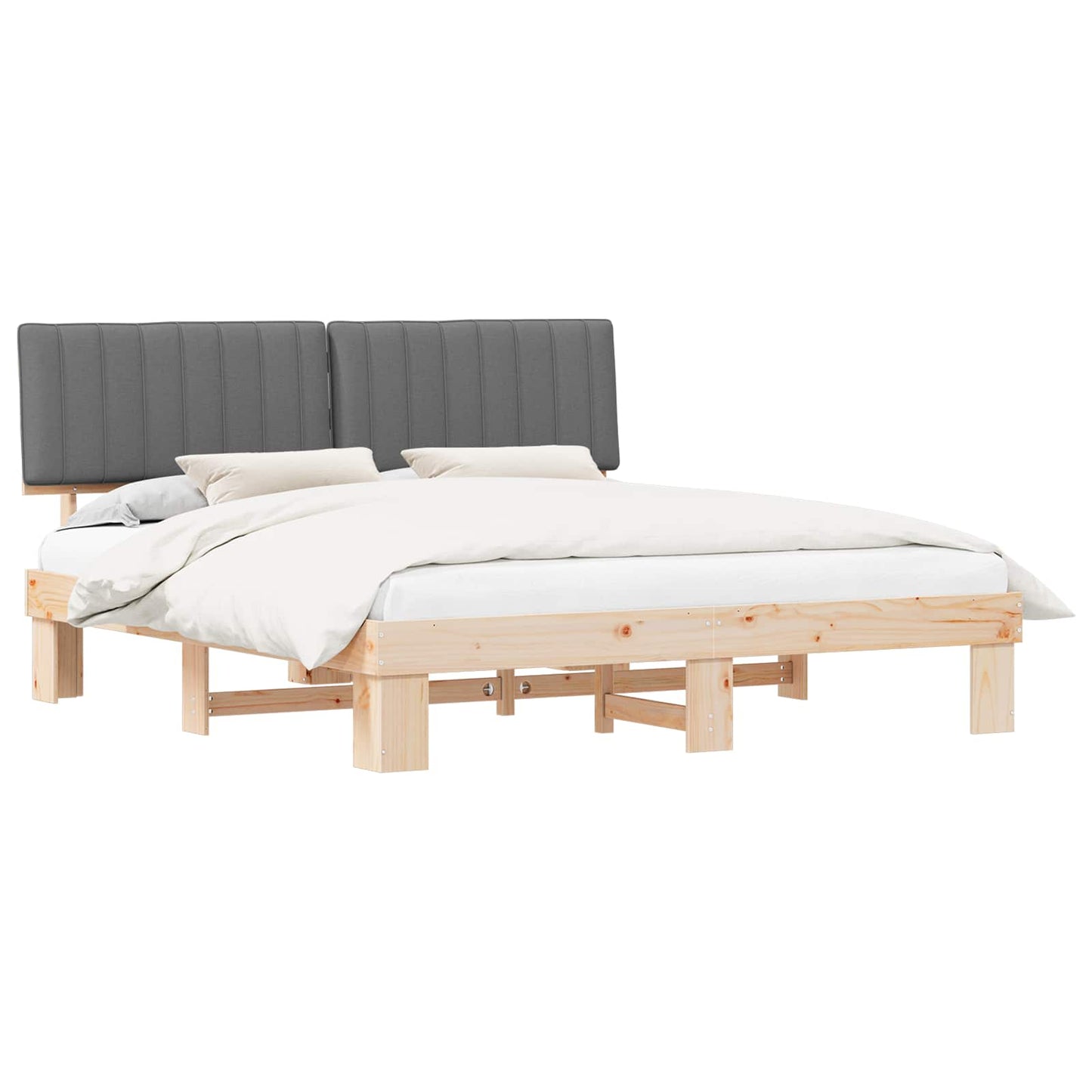 Bedframe met Gevoerd Hoofdgedeelte Lichtgrijs 180 x 200 cm