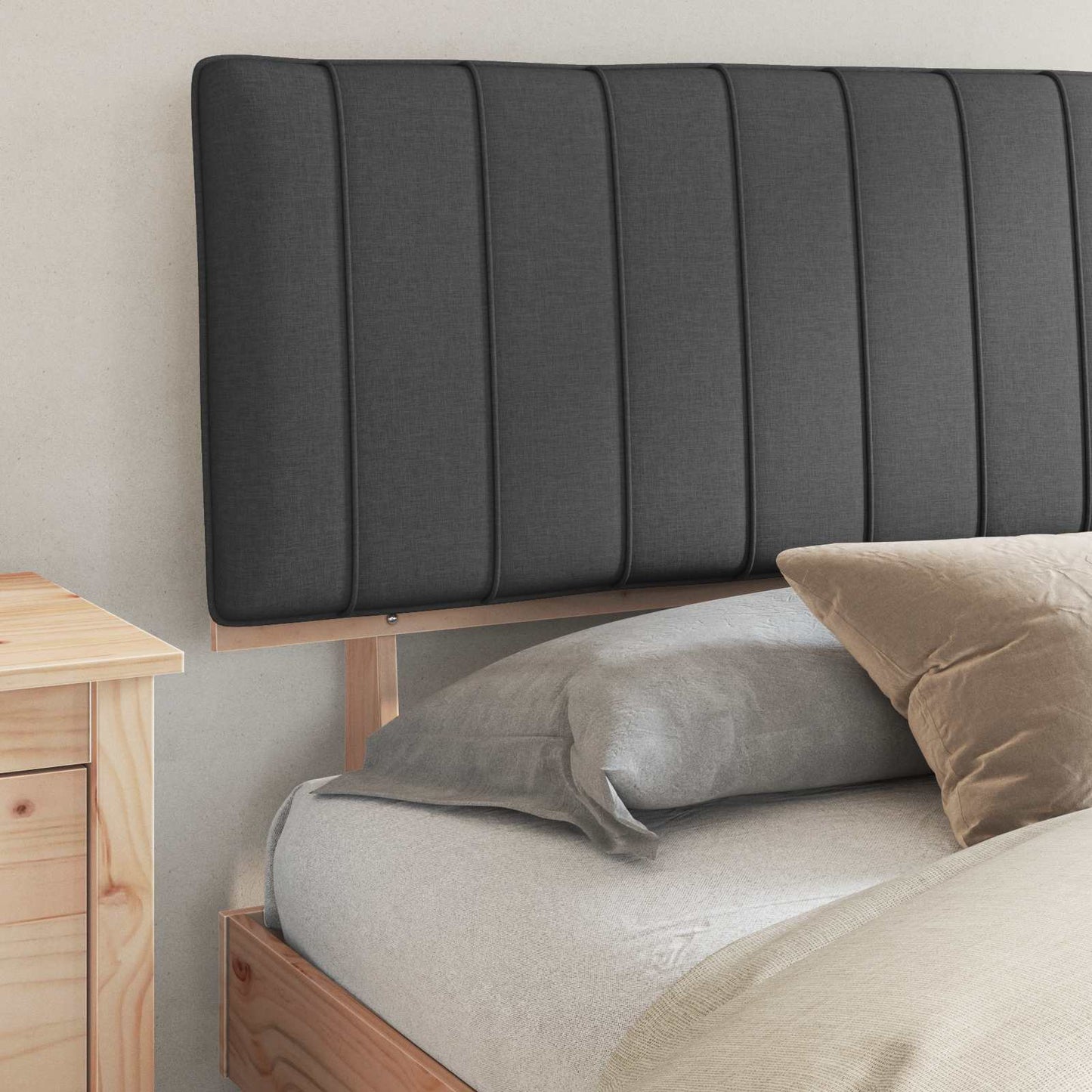 Bedframe met Gevoerd Hoofdgedeelte Donkergrijs 180 x 200 cm